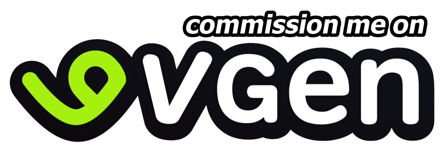 A graphic that says "Commission me on VGen"